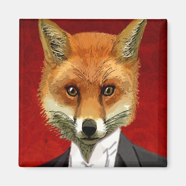 Fox in Abend Anzug, Portrait Magnet (Vorne)