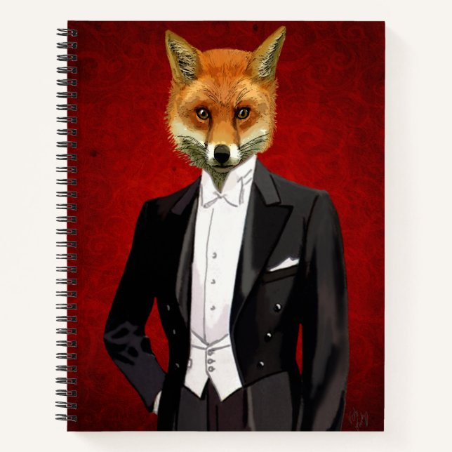 Fox in Abend Anzug, Portrait Notizbuch (Vorderseite)