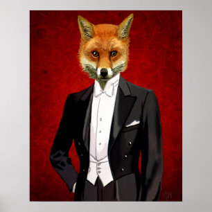 Fox in Abend Anzug, Portrait Poster