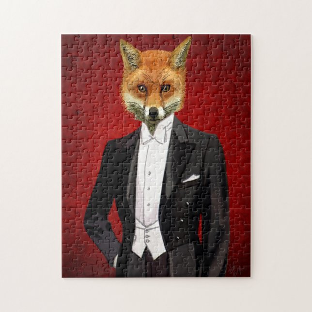 Fox in Abend Anzug, Portrait Puzzle (Vertikal)