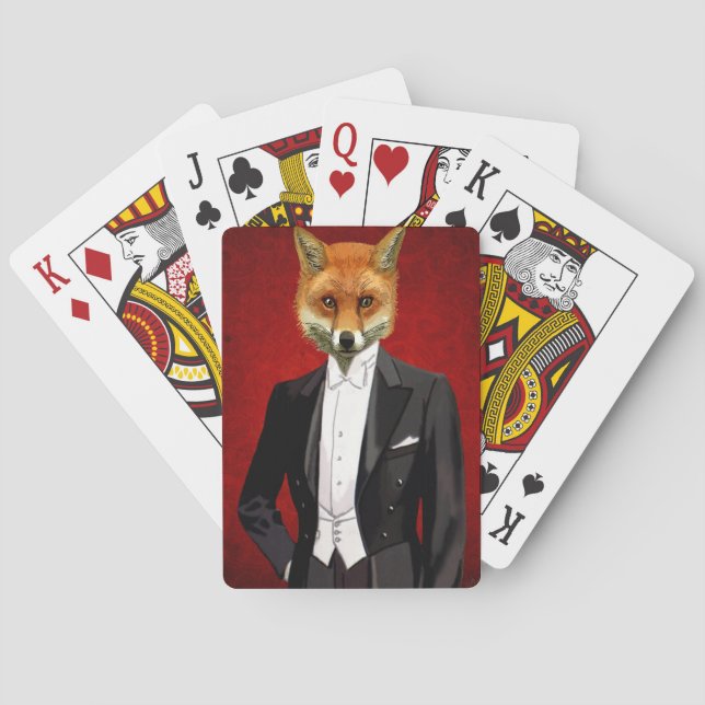 Fox in Abend Anzug, Portrait Spielkarten (Rückseite)