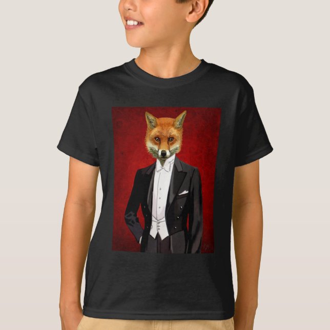 Fox in Abend Anzug, Portrait T-Shirt (Vorderseite)