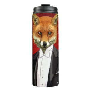 Fox in Abend Anzug, Portrait Thermosbecher
