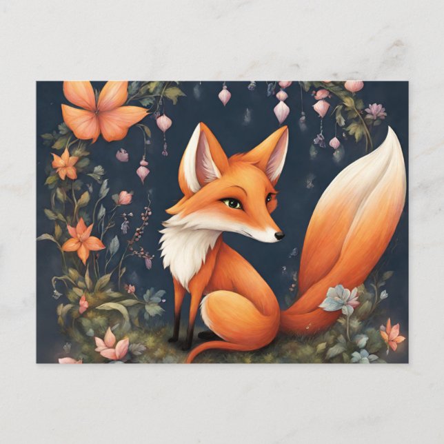 Fox in Bloom Postkarte (Vorderseite)