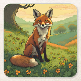 Fox in den Kleeblättern Rechteckiger Pappuntersetzer