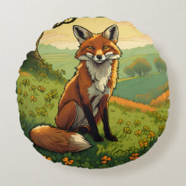 Fox in den Kleeblättern Rundes Kissen