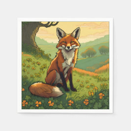 Fox in den Kleeblättern Serviette