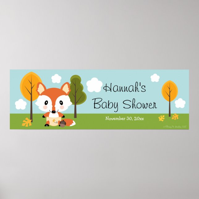 FOX IN DIAPERS BABY SHOWER BANNER POSTER (Vorne)