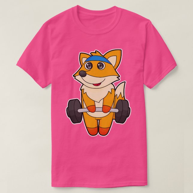 Fox in Fitness mit Barbell T-Shirt (Design vorne)