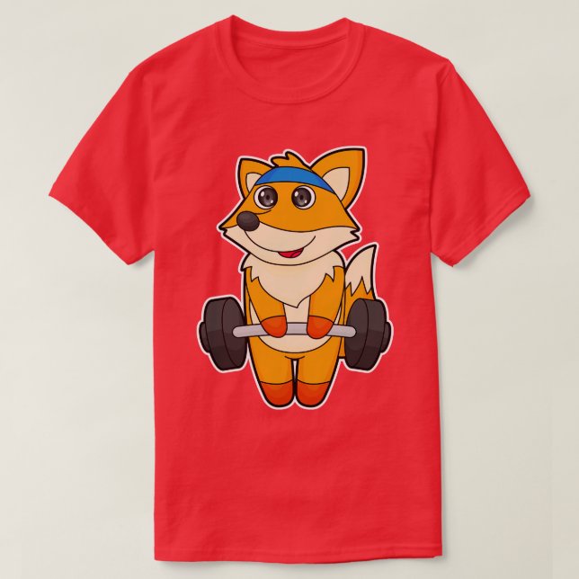 Fox in Fitness mit Barbell T-Shirt (Design vorne)