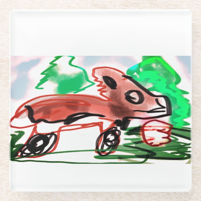 Fox in Frühjahr Glasuntersetzer (Vorderseite)