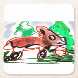 Fox in Frühjahr Rechteckiger Pappuntersetzer