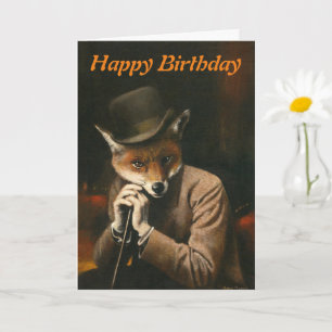 Fox in Hat Birthday Card Karte