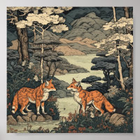 Fox in japanischer Landschaft