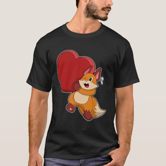 Fox in Liebe mit Herz T-Shirt (Vorderseite)