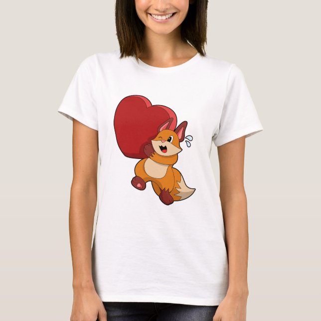Fox in Liebe mit Herz T-Shirt (Vorderseite)