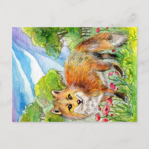 Fox in Mohnfeldern Postkarte