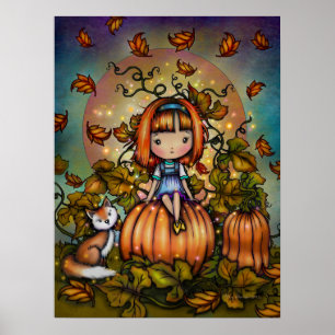 Fox in Pumpkin Patch Niedliche Herbst Kunst Poster