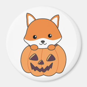 Fox in Pumpkin Sweet Foxes Happy Halloween Magnet