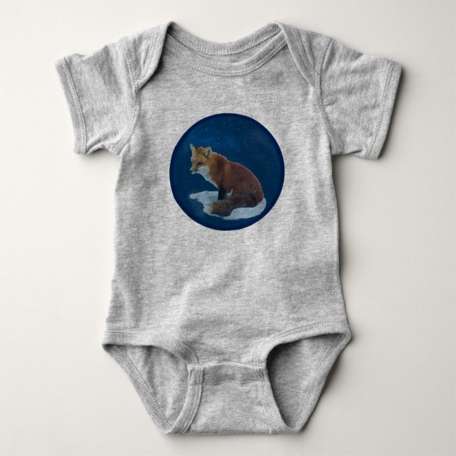 Fox in Snow Baby Bodysuit Strampler (Vorderseite)