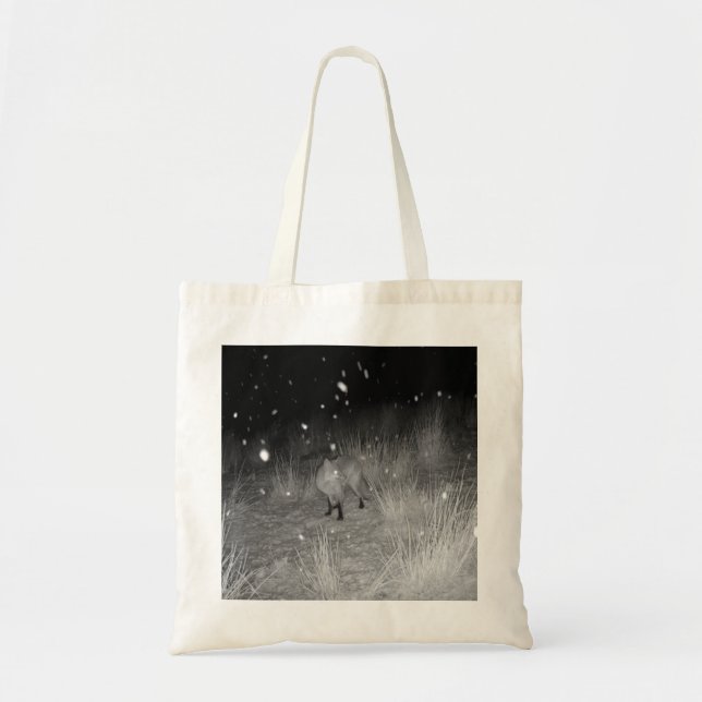 Fox in Snow in der Nacht Tragetasche (Vorne)