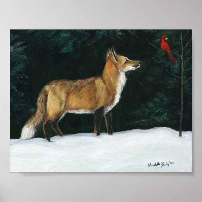 "Fox in Snow" Naturerlebnis Kunst, Dichtung und Mu Poster (Vorne)