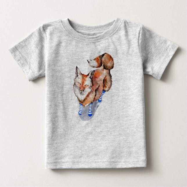 Fox in Socken Baby T-shirt (Vorderseite)
