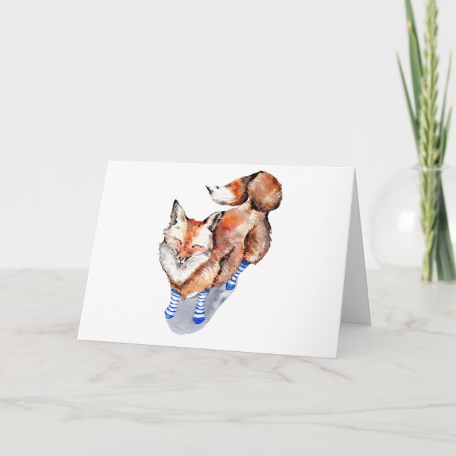 Fox in Socken Feiertagskarte (Vorderseite)