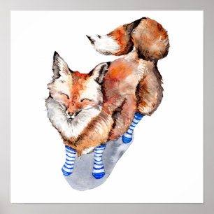 Fox in Socken Poster