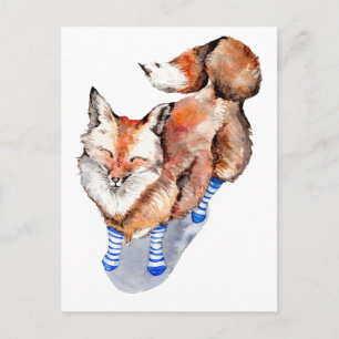 Fox in Socken Postkarte