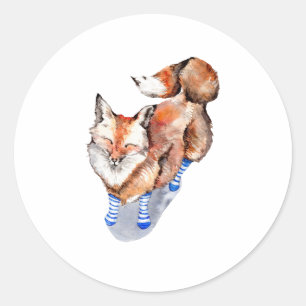 Fox in Socken Runder Aufkleber