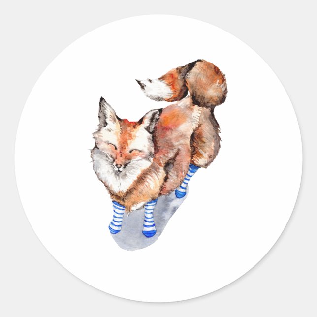 Fox in Socken Runder Aufkleber (Vorderseite)