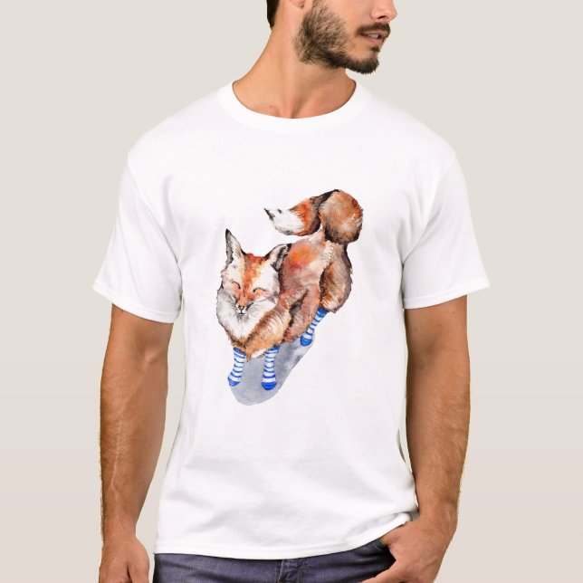 Fox in Socken T-Shirt (Vorderseite)