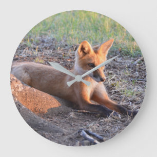 Fox in Sunlight Große Wanduhr