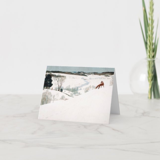 Fox in the Snow, 1935 von Newell Convers Wyeth Dankeskarte (Vorderseite)