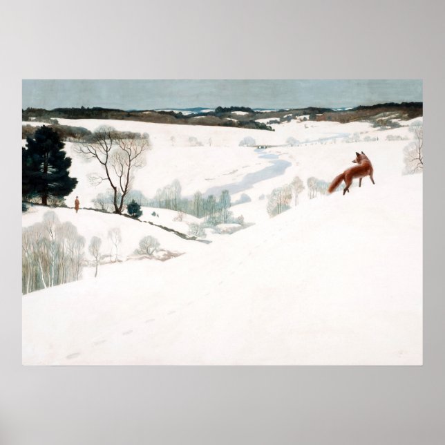 Fox in the Snow, 1935 von Newell Convers Wyeth Poster (Vorne)