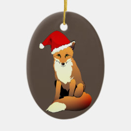 Fox in Weihnachtsmannmütze Keramik Ornament