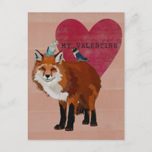 FOX & INDIGO VÖGEL VALENTINE'S Postcard Feiertagspostkarte