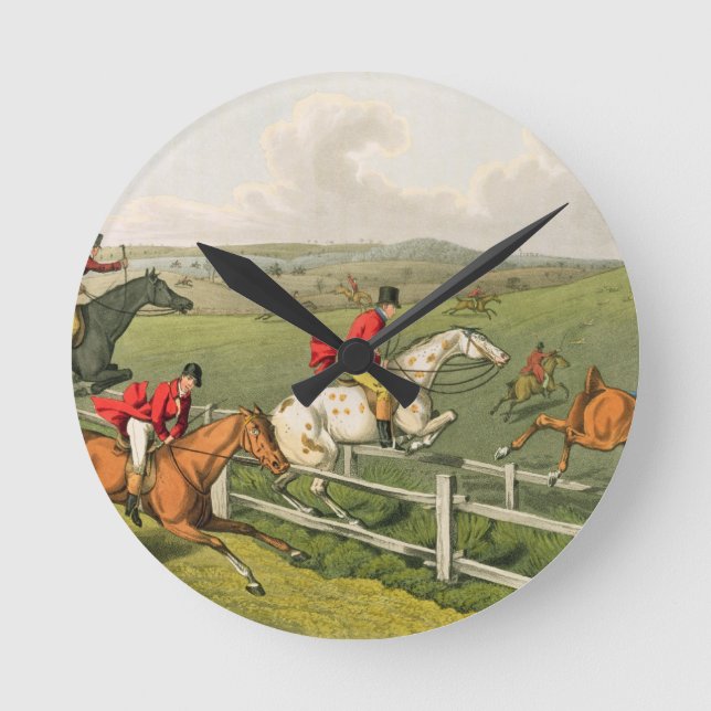 Fox-Jagd, aquatinted von I. Clark, Kneipe. durch Runde Wanduhr (Vorderseite)