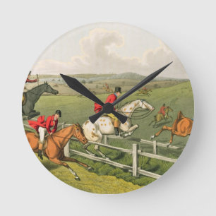 Fox-Jagd, aquatinted von I. Clark, Kneipe. durch Runde Wanduhr