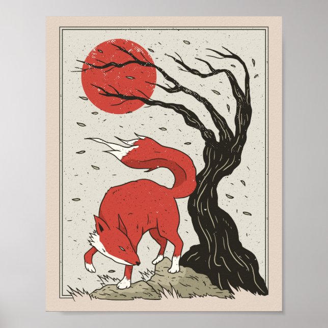 Fox Japanese Art Poster (Vorne)