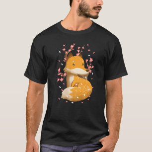 Fox Japanese Cherry Blossom Blume Vintag Sakura T-Shirt