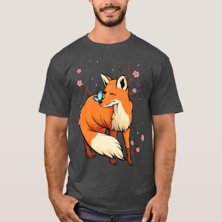 Fox Japanese Cherry Blossom Blume Vintag Sakura T-Shirt