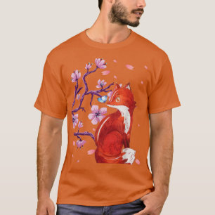 Fox Japanese Cherry Blossom Blume Vintag Sakura T-Shirt