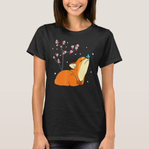 Fox Japanese Cherry Blossom Blume Vintag T-Shirt