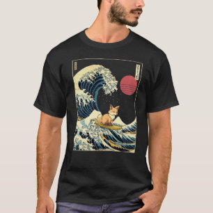 Fox Japanese Kanagawa Wave Funny Surf Animal T-Shirt