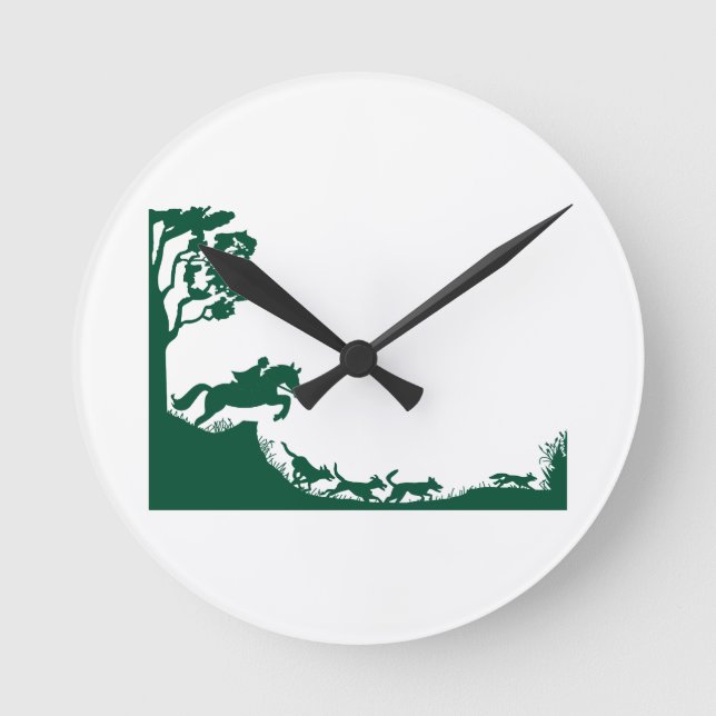 Fox Junting-Silhouette Runde Wanduhr (Vorderseite)