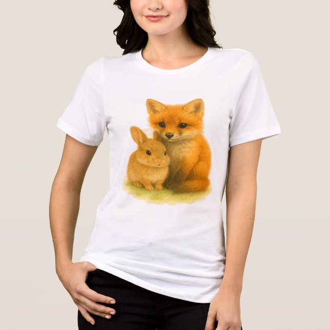 Fox Kit & Bunny Buddies Tri-Blend Shirt (Vorderseite)