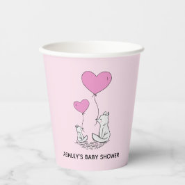 Fox Kit Heart Balloons Design Paper Cups Pappbecher