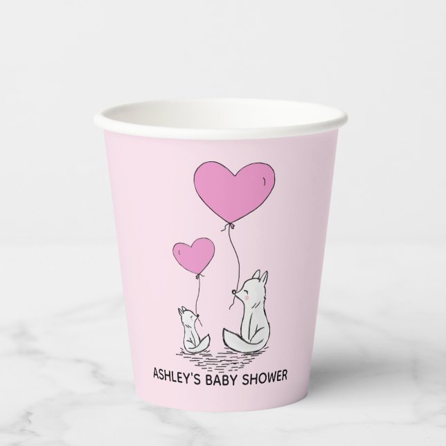 Fox Kit Herzblasen Design Paper Cups Pappbecher (Vorderseite)